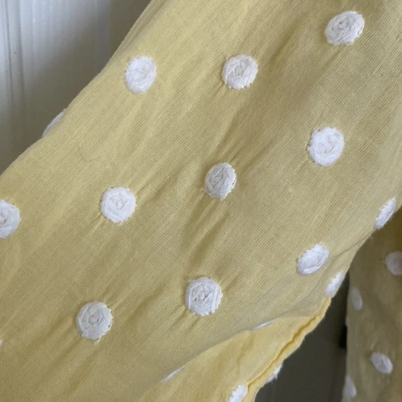 Copper Key Embroidered Dot Yellow Button Down Top Size XS - Picture 4 of 8
